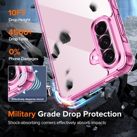 ivoler Nie Vergilbung Klar Hülle für Samsung Galaxy A56 5G mit Stoßfest Schutzecken, 1 Handyhülle mit 2 Stück Panzer Schutz Glas, [Militärischer Schutz] Transparent Schutzhülle Dünn Case - Rosa