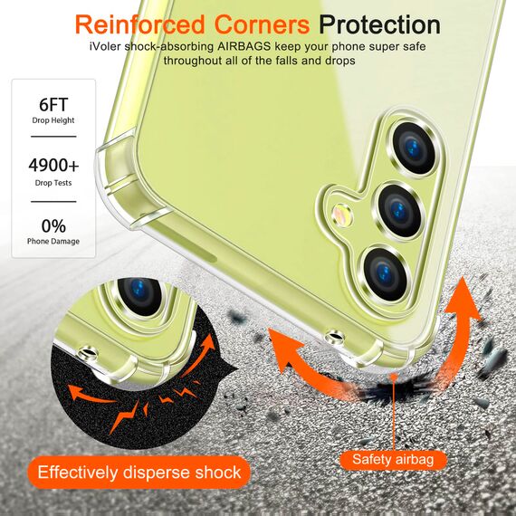 ivoler Klar Hülle für Samsung Galaxy A34 5G mit 3 Stück Panzer Schutz Glas, Dünne Weiche TPU Silikon Transparent Stoßfest Schutzhülle Durchsichtige Kratzfest Handyhülle Case Cover
