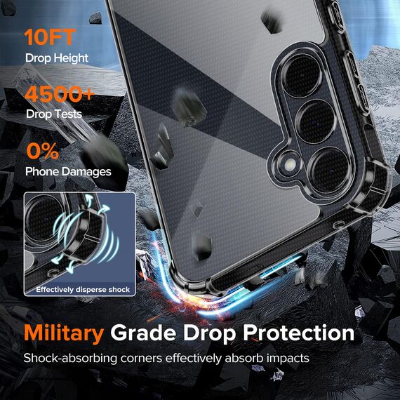 ivoler Nie Vergilbung Klar Hülle für Samsung Galaxy A55 5G mit Stoßfest Schutzecken, 1 Handyhülle mit 2 Stück Panzer Schutz Glas, Transparent Schutzhülle Dünn Durchsichtige Case (Schwarz)