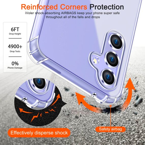 ivoler Klar Hülle für Samsung Galaxy A54 5G mit 3 Stück Panzer Schutz Glas, Dünne Weiche TPU Silikon Transparent Stoßfest Schutzhülle Durchsichtige Kratzfest Handyhülle Case Cover