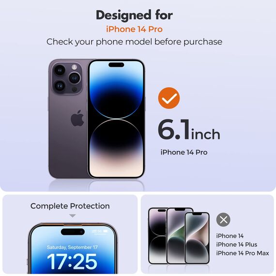 UNBREAKcable Panzer Schutz Glas für iPhone 14 Pro [3 Stück] Schutzfolie, 9H Härte Schutzglas, 2.5D Double Defense Displayschutzfolie, Kratzfest, Anti-Fingerprint und blasenfrei