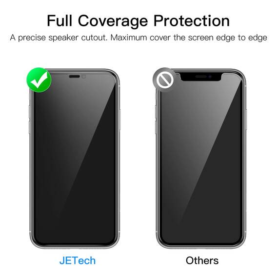 JETech Sichtschutz Full Screen für iPhone 11 Pro/X/XS 5,8 Zoll, Anti-Spy Panzer Schutz Glas Folie Schutzfolie, Kante zu Kante Displayschutz Hat Keinen Einfluss auf die Hülle, 2 Stück