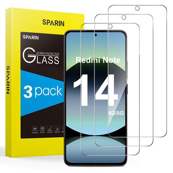 SPARIN 3 Stück Panzer Schutz Glas für Xiaomi Redmi Note 14 4G/5G (nicht Pro) 6,67 Zoll, 9H Härte Schutzfolie für Redmi Note 14, HD Displayschutzfolie,Anti-Kratzen