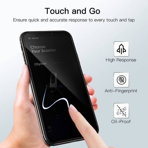 JETech Sichtschutz Full Screen für iPhone 11 Pro/X/XS 5,8 Zoll, Anti-Spy Panzer Schutz Glas Folie Schutzfolie, Kante zu Kante Displayschutz Hat Keinen Einfluss auf die Hülle, 2 Stück