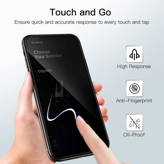 JETech Sichtschutz Full Screen für iPhone 11 Pro Max/XS Max 6,5 Zoll, Anti-Spy Panzer Schutz Glas Folie Schutzfolie, Kante zu Kante Displayschutz Hat Keinen Einfluss auf die Hülle, 2 Stück