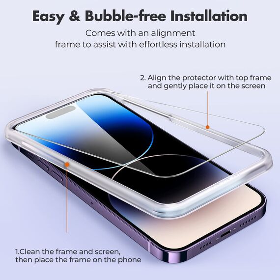 UNBREAKcable Panzer Schutz Glas für iPhone 14 Pro [3 Stück] Schutzfolie, 9H Härte Schutzglas, 2.5D Double Defense Displayschutzfolie, Kratzfest, Anti-Fingerprint und blasenfrei
