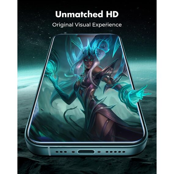 UNBREAKcable Displayschutzfolie für iPhone 16 Plus, doppelt bruchsicheres gehärtetes Glas, einfache Installation, 9H Härte, 99,99% HD-Klarheit, hüllenfreundlich, für iPhone 6,7 Zoll, 3 Stück