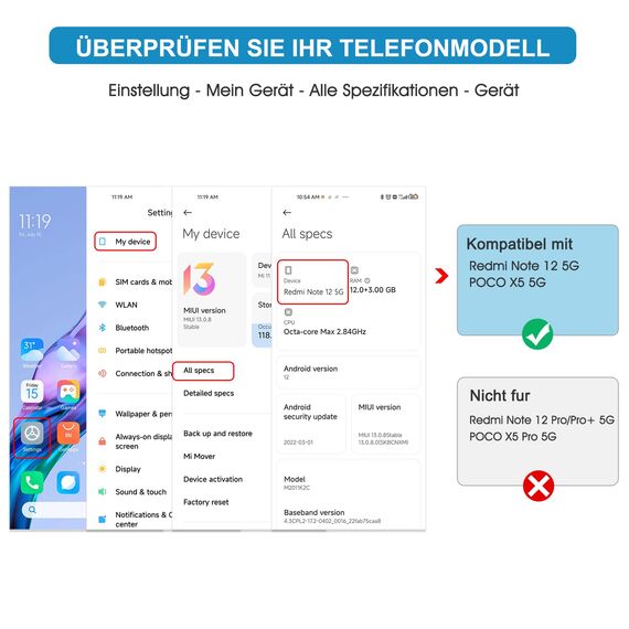 SPARIN 2 Stück Panzer Schutz Glas für Xiaomi Redmi Note 12 4G/5G und Poco X5 5G 6,67 Zoll, 9H Härte Schutzfolie für Redmi Note 12, HD Displayschutzfolie,Anti-Kratzen