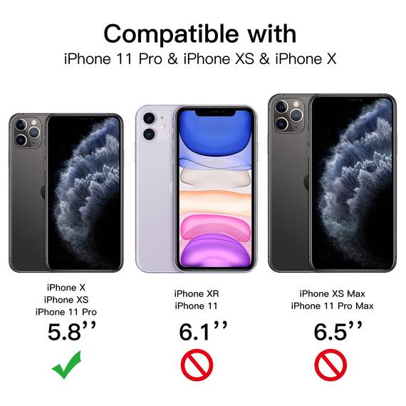 JETech Sichtschutz Full Screen für iPhone 11 Pro/X/XS 5,8 Zoll, Anti-Spy Panzer Schutz Glas Folie Schutzfolie, Kante zu Kante Displayschutz Hat Keinen Einfluss auf die Hülle, 2 Stück