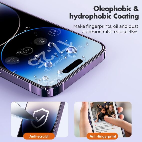 UNBREAKcable Panzer Schutz Glas für iPhone 14 Pro [3 Stück] Schutzfolie, 9H Härte Schutzglas, 2.5D Double Defense Displayschutzfolie, Kratzfest, Anti-Fingerprint und blasenfrei
