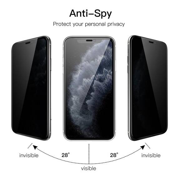 JETech Sichtschutz Full Screen für iPhone 11 Pro/X/XS 5,8 Zoll, Anti-Spy Panzer Schutz Glas Folie Schutzfolie, Kante zu Kante Displayschutz Hat Keinen Einfluss auf die Hülle, 2 Stück