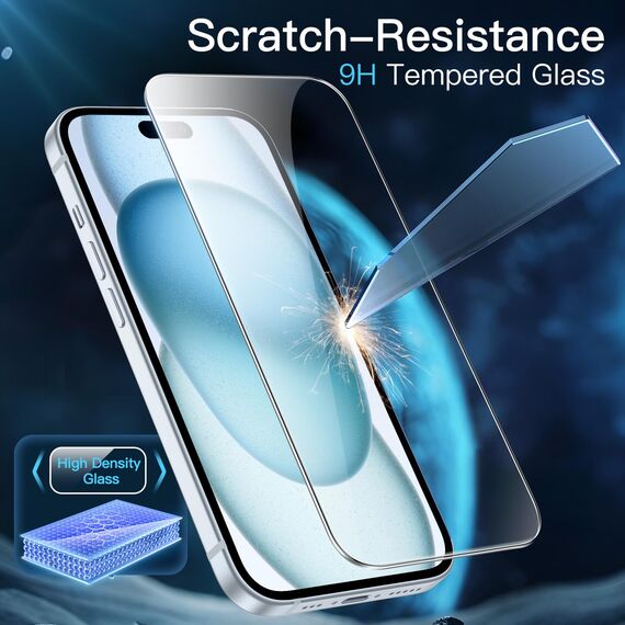 JETech Schutzfolie für iPhone 15 Plus 6,7 Zoll, Blasenfrei, Panzer Schutz Glas Folie Displayschutz mit Einfaches Installationswerkzeug, Hat Keinen Einfluss auf die Hülle, HD Klar, 2 Stück