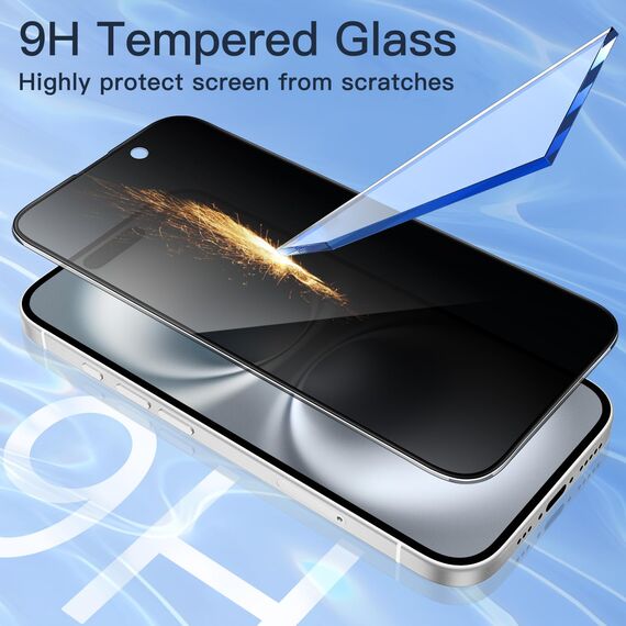 JETech Full Screen Sichtschutz für iPhone 16 6,1 Zoll, Schwarz Rand Anti-Spy Gehärtete Glas Schutzfolie mit Einfachem Installationswerkzeug, Hat Keinen Einfluss auf die Hülle, 2 Stück