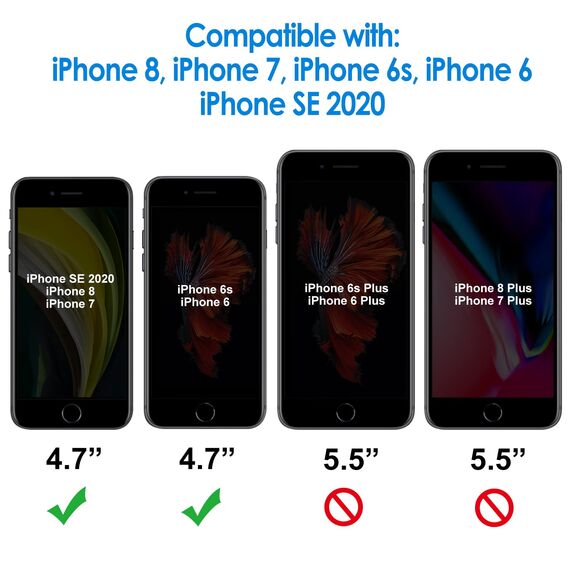 JETech Schutzfolie für iPhone SE 3/2 (Modell 2022/2020), iPhone 8, iPhone 7, iPhone 6s und iPhone 6, mit Einfaches Installationswerkzeug, 2 Stück