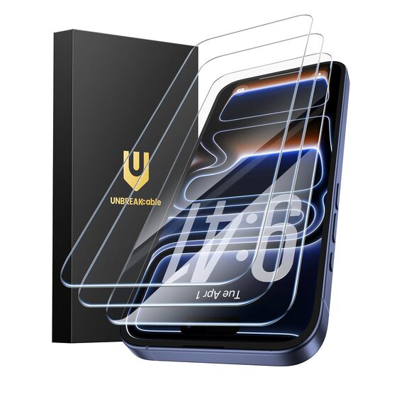 UNBREAKcable Schutzglas für iPhone 17 Pro (6,3 Zoll), 3 Stück für Panzerglas, 9H Härte Schutzfolie, Blasenfrei, mit Installationsrahmen, Ultradünn, 99,9% HD-Klarheit, hüllenfreundlich