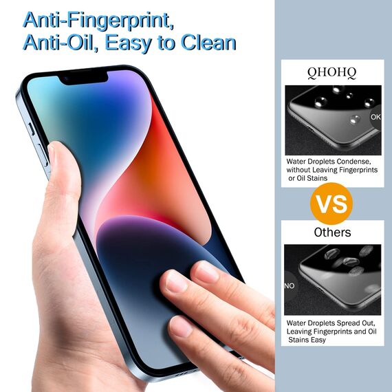 QHOHQ 3 Stück Panzer Schutz Glas für iPhone 14 / iPhone 13 mit 3 Stück Kameraschutz, 9H Härte Panzer folie Schutzfolie, HD Displayschutz Folie, Anti-Kratzer, Bläschenfrei