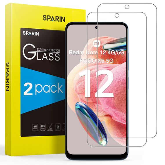 SPARIN 2 Stück Panzer Schutz Glas für Xiaomi Redmi Note 12 4G/5G und Poco X5 5G 6,67 Zoll, 9H Härte Schutzfolie für Redmi Note 12, HD Displayschutzfolie,Anti-Kratzen