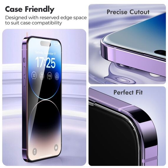 UNBREAKcable Panzer Schutz Glas für iPhone 14 Pro [3 Stück] Schutzfolie, 9H Härte Schutzglas, 2.5D Double Defense Displayschutzfolie, Kratzfest, Anti-Fingerprint und blasenfrei