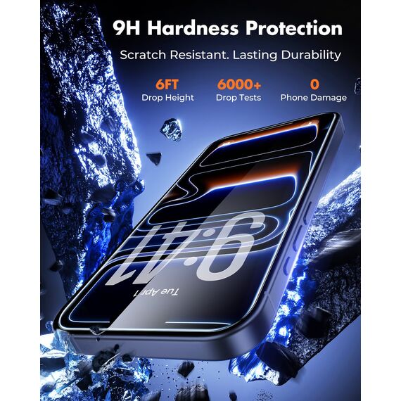UNBREAKcable Schutzglas für iPhone 17 Pro (6,3 Zoll), 3 Stück für Panzerglas, 9H Härte Schutzfolie, Blasenfrei, mit Installationsrahmen, Ultradünn, 99,9% HD-Klarheit, hüllenfreundlich