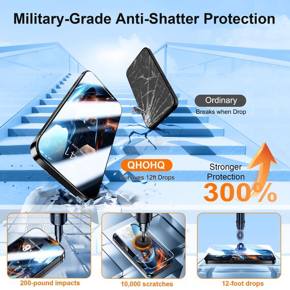 QHOHQ 3 Stück für iPhone 17 für Panzerglas mit 1 Satz Kameraschutz, Top 9H+ Härte Glas Folie, 1-Sekunden Auto-Install, Anti-Kratzer, Anti-Fingerabdruck, Kompatibel mit Hülle