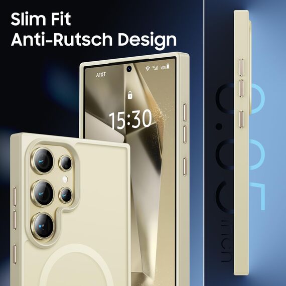 UniqueMe für Samsung Galaxy S24 Ultra Hülle, 5-in-1-Set Handyhülle für Samsung Galaxy S24 Ultra Case Rundumschutz Schutzhülle Cover,1 Handyhülle & 2 Schutzfolie & 2 Kameraschutz - Matt Rosa