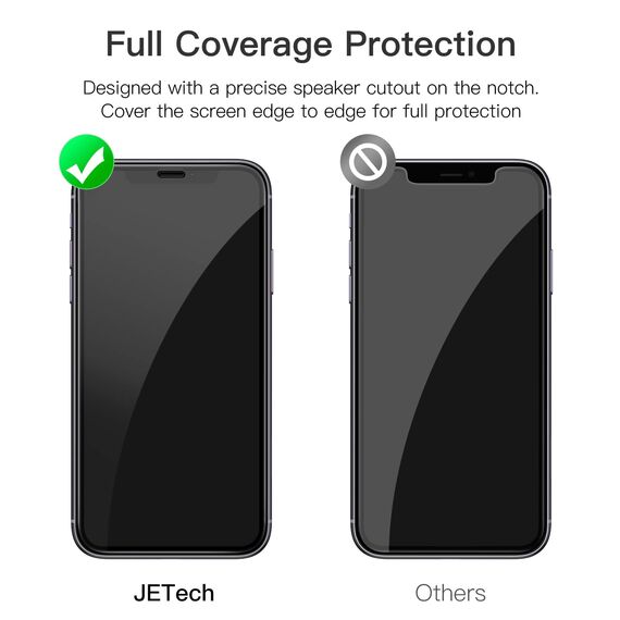 JETech Full Screen Schutzfolie für iPhone 11/XR 6,1 Zoll, Schwarzer Rand, Panzer Schutz Glas Folie Displayschutz mit Einfaches Installationswerkzeug, Hat Keinen Einfluss auf die Hülle, 3 Stück
