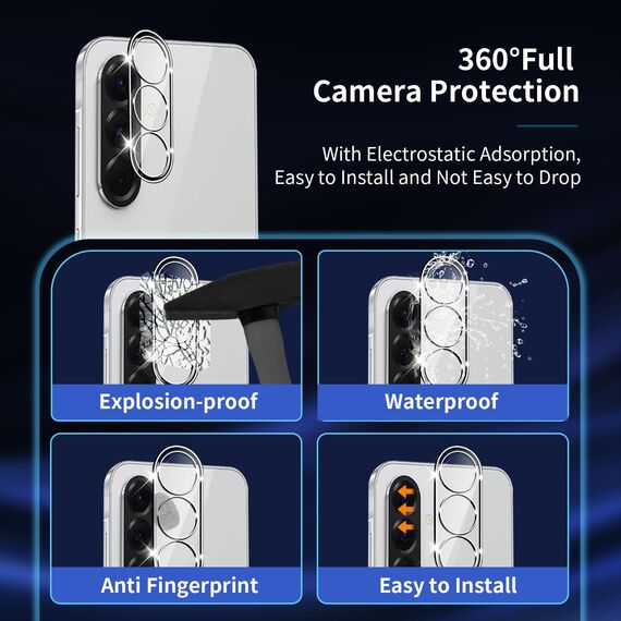 Wayneer Schutzfolie für Samsung Galaxy A56 5G für Panzerglas mit Rahmen Positionierhilfe, 3 Stück Panzer Schutz Glas & 3 Stück Kameraschutz, Anti-Kratzen Folie 9H Härte HD Folie (Packung mit 2)