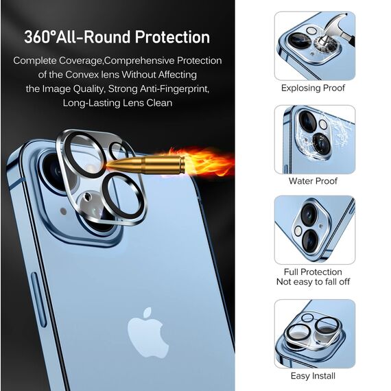 ivoler 3+3 Stück Panzer Schutz Glas Kompatibel für iPhone 14 6.1 Zoll, 3 Stücke Schutzfolie Mit 3 Stück Kameraschutz und Positionierhilfe, 9H Härte, HD Klar, Anti-Kratz, Anti-Bläschen