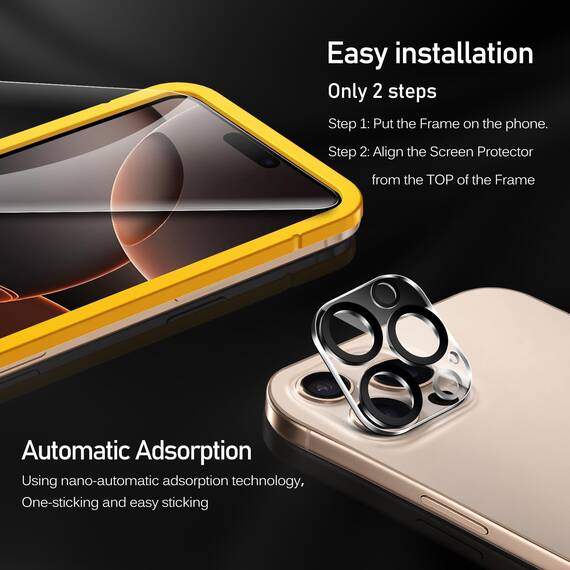 ivoler 3+3 Stück Panzer Schutz Glas für iPhone 16 Pro Max, 3 Stücke Schutzfolie Mit 3 Stück Kameraschutz und Positionierhilfe, 9H Härte, HD Klar, Anti-Kratz, Anti-Bläschen
