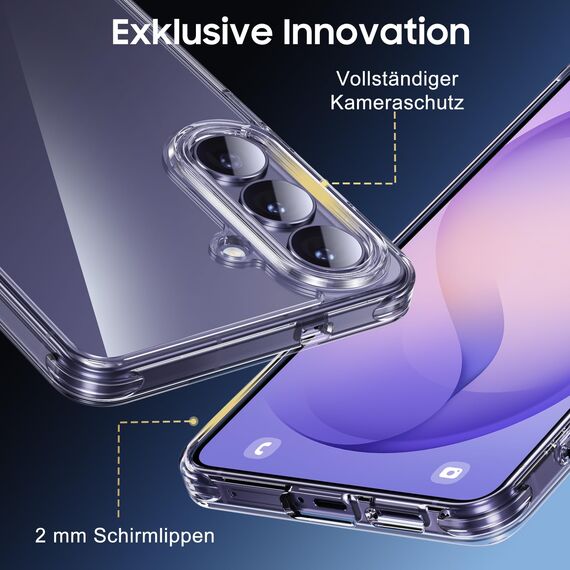 UniqueMe für Samsung Galaxy S26 Hülle - Handyhülle für Samsung Galaxy S26 Case, Rundumschutz Hülle Set Schutzhülle Cover, 1 Handyhülle & 2 Schutzfolie - Transparent