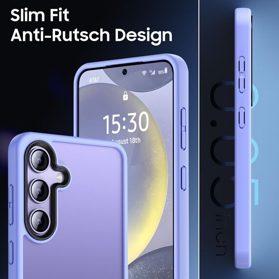 UniqueMe für Samsung Galaxy S24 Hülle, 5-in-1-Set Handyhülle für Samsung Galaxy S24 Case Rundumschutz Schutzhülle Cover,1 Handyhülle & 2 Schutzfolie & 2 Kameraschutz - Matt Lila