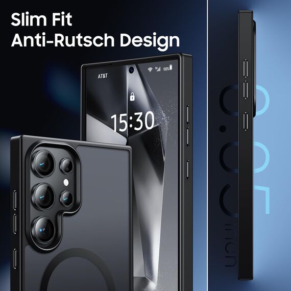 UniqueMe für Samsung Galaxy S24 Ultra Hülle, 5-in-1-Set Handyhülle für Samsung Galaxy S24 Ultra Case Rundumschutz Schutzhülle Cover,1 Handyhülle & 2 Schutzfolie & 2 Kameraschutz - Matt Schwarz