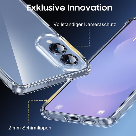 UniqueMe für Samsung Galaxy S25 Edge Hülle - Handyhülle für Samsung S25 Edge Case, 5 in 1 Set Rundumschutz Schutzhülle Cover,1 Handyhülle & 2 Schutzfolie & 2 Kameraschutz - Transparent