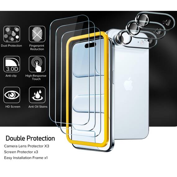 ivoler 3+3 Stück Panzer Schutz Glas für iPhone Air/iPhone 17 Air, Mit 3 Stück Kameraschutz und Positionierhilfe, 9H Härte, HD Klar, Anti-Kratz, Anti-Bläschen, Ultra-klar, Ultrabeständig