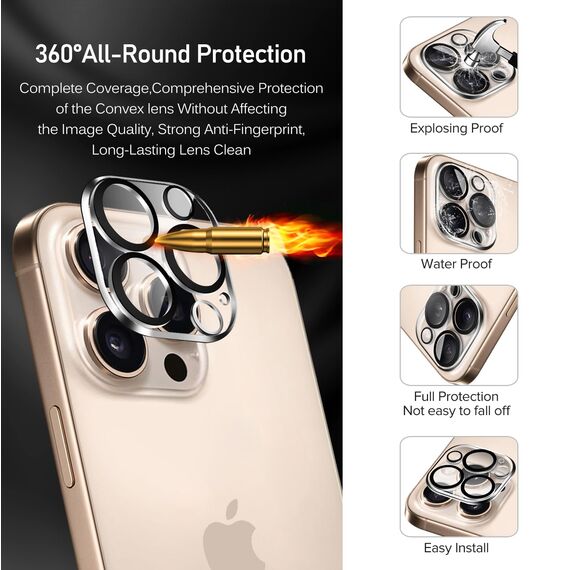 ivoler 3+3 Stück Schutz Glas für iPhone 16 Pro, 3 Stücke Schutzfolie Mit 3 Stück Kameraschutz und Positionierhilfe, 9H Härte, HD Klar, Anti-Kratz, Anti-Bläschen