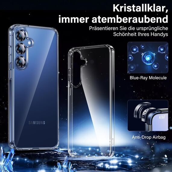 UniqueMe für Samsung Galaxy S25 Hülle - Handyhülle für Samsung S25 Case, 5 in 1 Set Rundumschutz Schutzhülle Cover,1 Handyhülle & 2 Schutzfolie & 2 Kameraschutz - Transparent