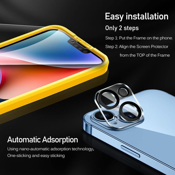 ivoler 3+3 Stück Panzer Schutz Glas Kompatibel für iPhone 14 6.1 Zoll, 3 Stücke Schutzfolie Mit 3 Stück Kameraschutz und Positionierhilfe, 9H Härte, HD Klar, Anti-Kratz, Anti-Bläschen