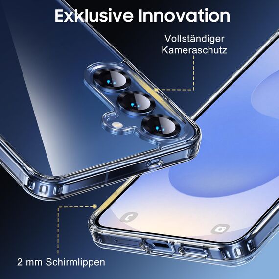 UniqueMe für Samsung Galaxy S25 Hülle - Handyhülle für Samsung S25 Case, 5 in 1 Set Rundumschutz Schutzhülle Cover,1 Handyhülle & 2 Schutzfolie & 2 Kameraschutz - Transparent