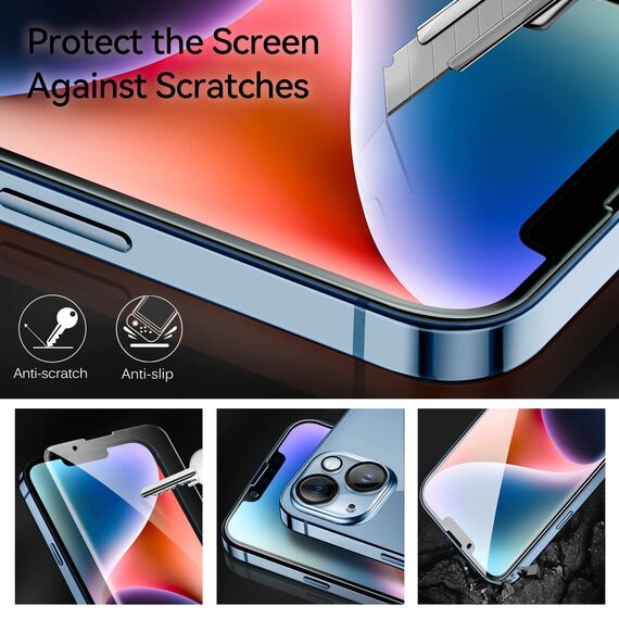 ivoler 3+3 Stück Panzer Schutz Glas Kompatibel für iPhone 14 6.1 Zoll, 3 Stücke Schutzfolie Mit 3 Stück Kameraschutz und Positionierhilfe, 9H Härte, HD Klar, Anti-Kratz, Anti-Bläschen