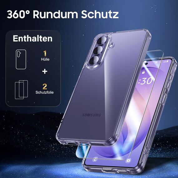 UniqueMe für Samsung Galaxy S26 Hülle - Handyhülle für Samsung Galaxy S26 Case, Rundumschutz Hülle Set Schutzhülle Cover, 1 Handyhülle & 2 Schutzfolie - Transparent