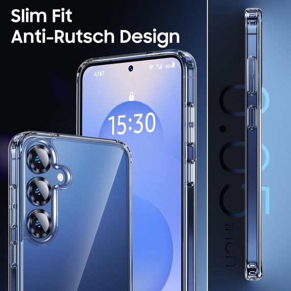 UniqueMe für Samsung Galaxy S25 Hülle - Handyhülle für Samsung S25 Case, 5 in 1 Set Rundumschutz Schutzhülle Cover,1 Handyhülle & 2 Schutzfolie & 2 Kameraschutz - Transparent