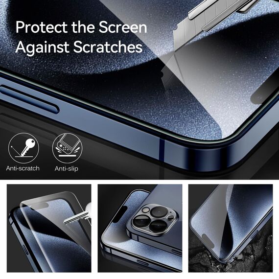 ivoler 3+3 Stück Panzer Schutz Glas Kompatibel für iPhone 15 Pro Max 6.7 Zoll, 3 Stücke Schutzfolie Mit 3 Stück Kameraschutz und Positionierhilfe, 9H Härte, HD Klar, Anti-Kratz, Anti-Bläschen