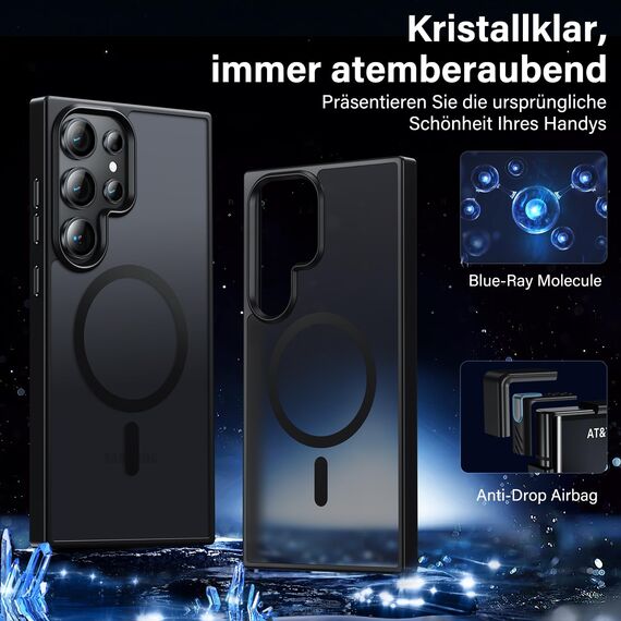 UniqueMe für Samsung Galaxy S24 Ultra Hülle, 5-in-1-Set Handyhülle für Samsung Galaxy S24 Ultra Case Rundumschutz Schutzhülle Cover,1 Handyhülle & 2 Schutzfolie & 2 Kameraschutz - Matt Schwarz