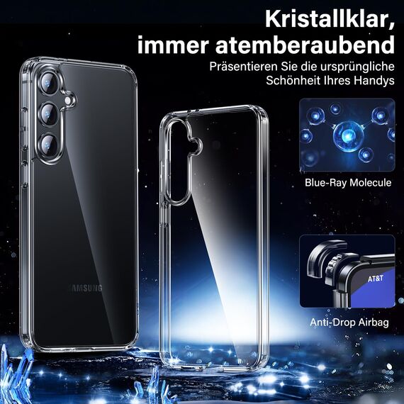 UniqueMe für Samsung Galaxy S24 FE Hülle, 5-in-1-Set Handyhülle für Samsung Galaxy S24 FE Case Rundumschutz Schutzhülle Cover,1 Handyhülle & 2 Schutzfolie & 2 Kameraschutz - Transparent