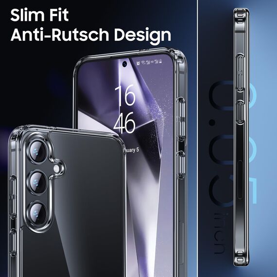 UniqueMe für Samsung Galaxy S24 Hülle, 5-in-1-Set Handyhülle für Samsung S24 Case Rundumschutz Schutzhülle Cover,1 Handyhülle & 2 Schutzfolie & 2 Kameraschutz - Transparent