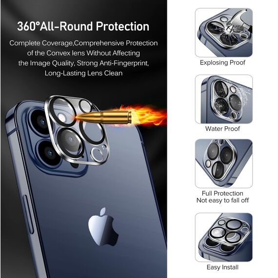 ivoler 3+3 Stück Panzer Schutz Glas Kompatibel für iPhone 15 Pro Max 6.7 Zoll, 3 Stücke Schutzfolie Mit 3 Stück Kameraschutz und Positionierhilfe, 9H Härte, HD Klar, Anti-Kratz, Anti-Bläschen