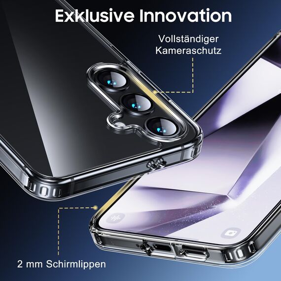 UniqueMe für Samsung Galaxy S24 Hülle, 5-in-1-Set Handyhülle für Samsung S24 Case Rundumschutz Schutzhülle Cover,1 Handyhülle & 2 Schutzfolie & 2 Kameraschutz - Transparent