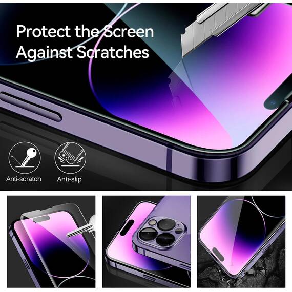 ivoler 3+3 Stück Panzer Schutz Glas Kompatibel für iPhone 14 Pro Max 6.7 Zoll, 3 Stücke Schutzfolie Mit 3 Stück Kameraschutz und Positionierhilfe, 9H Härte, HD Klar, Anti-Kratz, Anti-Bläschen