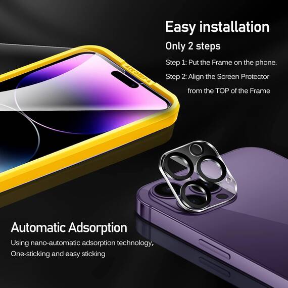 ivoler 3+3 Stück Panzer Schutz Glas Kompatibel für iPhone 14 Pro Max 6.7 Zoll, 3 Stücke Schutzfolie Mit 3 Stück Kameraschutz und Positionierhilfe, 9H Härte, HD Klar, Anti-Kratz, Anti-Bläschen