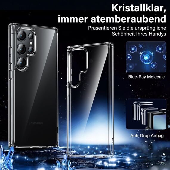 UniqueMe für Samsung Galaxy S24 Ultra Hülle, 5-in-1-Set Handyhülle für Samsung S24 Ultra Case Rundumschutz Schutzhülle Cover,1 Handyhülle & 2 Schutzfolie & 2 Kameraschutz - Transparent
